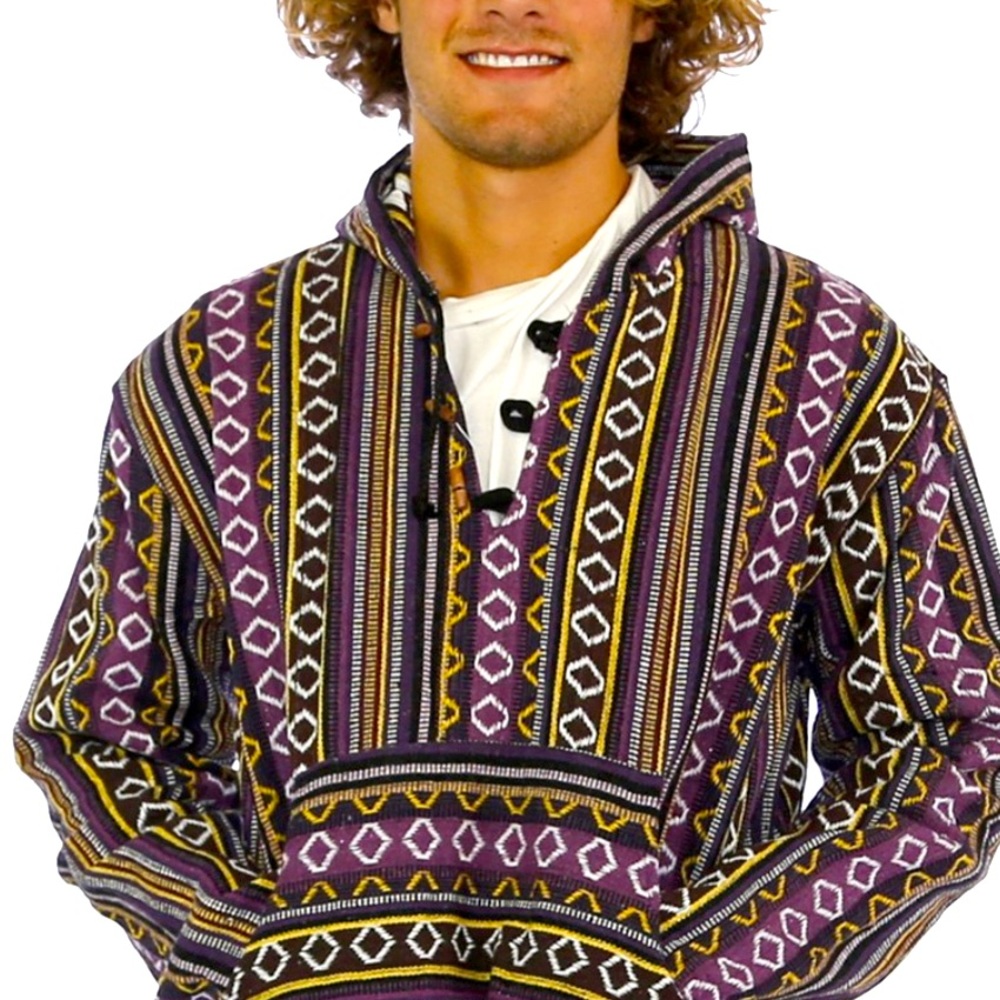 Woven Baja Style Hoodie Zip Up